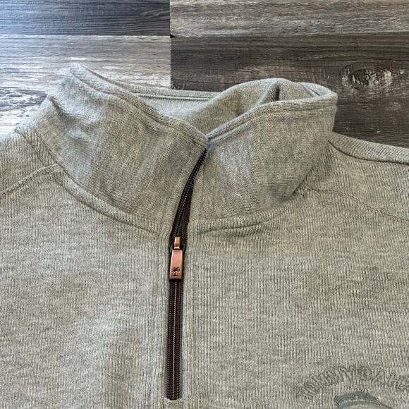 Tommy‎ Bahama Relax Gray Mens XL Quarter Zip Plain Minimalist Ribbed Sweatshirt - Picture 7 of 14